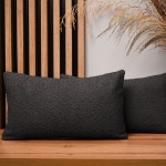 Dekorační povlak na polštář 30x50 cm v antracitové barvě z texturované žinylkové tkaniny