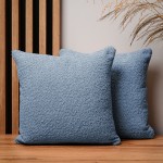 Dekorační povlak na polštář 40x40 cm z modré žinylkové látky s texturou