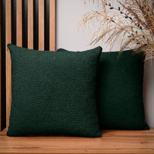 Dekorační povlak na polštář 45x45 cm v lahvově zelené barvě z texturované žinylkové látky