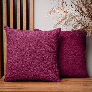 Dekorační povlak na polštář 45x45 cm z texturované žinylkové látky třešňové barvy