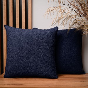 Dekorační povlak na polštář 45x45 cm z tmavě modré žinylkové tkaniny s texturou