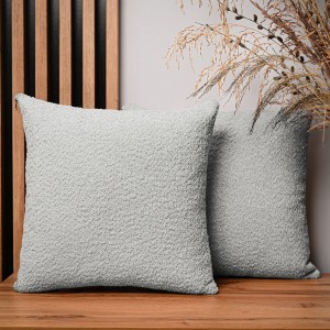 Dekorační povlak na polštář 45x45 cm ze světle šedé strukturované žinylkové tkaniny