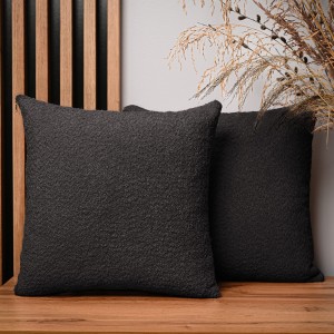 Dekorační povlak na polštář 45x45 cm v antracitové barvě z texturované žinylkové tkaniny