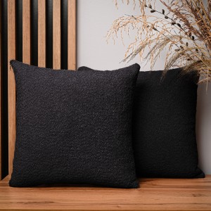 Dekorační povlak na polštář 45x45 cm z černé strukturované žinylkové tkaniny