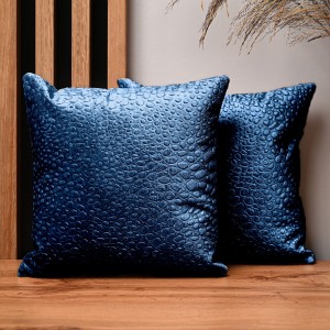 Dekorační povlak na polštář 30x30 cm z modré velurové látky s texturou „kapek“