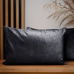 Dekorační povlak na polštář 40x60 cm z tmavě šedé velurové tkaniny s texturou "kapek"