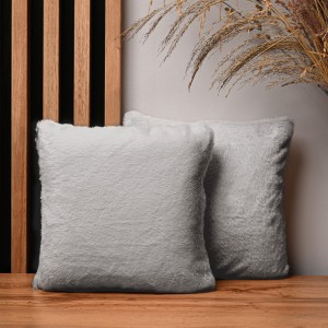 Dekorační povlak na polštář 30x30 cm v šedé barvě s imitací kožešiny