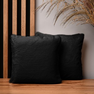 Dekorační povlak na polštář 30x30 cm v černé barvě v imitaci kožešiny