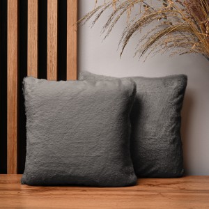 Dekorační povlak na polštář 30x30 cm v tmavě šedé barvě v imitaci kožešiny