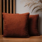 Dekorační povlak na polštář 40x40 cm v tmavě oranžové barvě v imitaci kožešiny