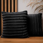 Dekorační povlak na polštář 40x40 cm v antracitové barvě z imitace kožešiny s prošíváním