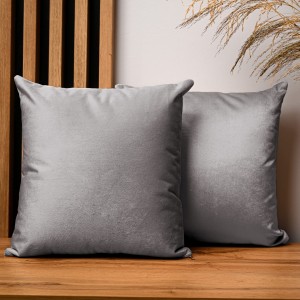 Dekorační povlak na polštář 40x40 cm z šedé velurové tkaniny