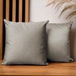 Dekorační povlak na polštář 40x40 cm z šedohnědé velurové tkaniny