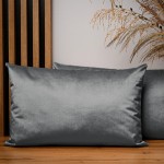 Dekorační povlak na polštář 40x60 cm z šedé velurové tkaniny