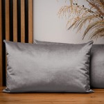 Dekorační povlak na polštář 40x60 cm z šedé velurové tkaniny