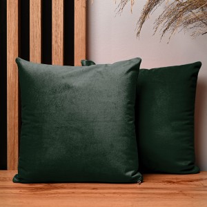 Dekorační povlak na polštář 30x30 cm z tmavě zelené velurové tkaniny