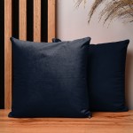 Dekorační povlak na polštář 30x30 cm z tmavě modré velurové tkaniny