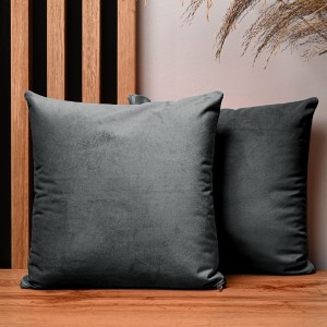 Dekorační povlak na polštář 30x30 cm z antracitové velurové tkaniny
