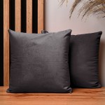 Dekorační povlak na polštář 30x30 cm z tmavě šedé velurové tkaniny