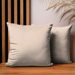 Dekorační povlak na polštář 40x40 cm z béžové velurové tkaniny