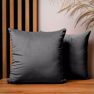 Dekorační povlak na polštář 40x40 cm z grafitové velurové tkaniny