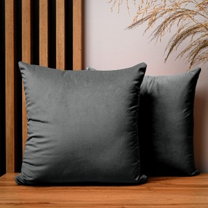 Dekorační povlak na polštář 40x40 cm z antracitové velurové tkaniny