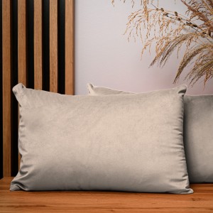 Dekorační povlak na polštář 40x60 cm z béžové velurové tkaniny