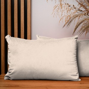 Dekorační povlak na polštář 40x60 cm ze světle béžové velurové tkaniny