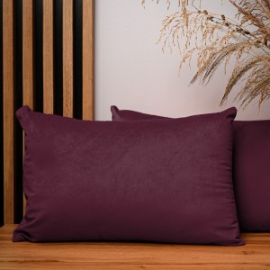Dekorační povlak na polštář 40x60 cm z tmavě červené velurové látky