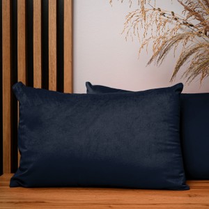 Dekorační povlak na polštář 40x60 cm z tmavě modré velurové tkaniny