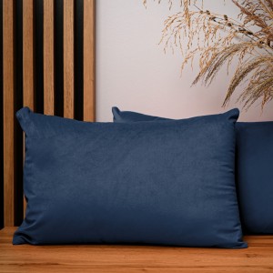 Dekorační povlak na polštář 40x60 cm z tmavě modré velurové látky