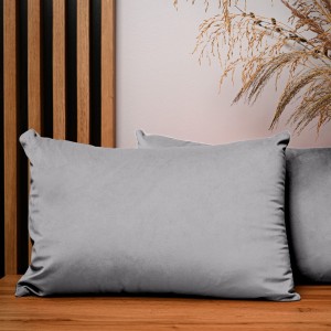 Dekorační povlak na polštář 40x60 cm z šedé velurové tkaniny