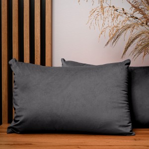 Dekorační povlak na polštář 40x60 cm z grafitové velurové tkaniny