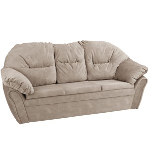 Nadýchaná, měkká pohovka Irma z velurové látky v béžové barvě s opěradlem a područkami na suchý zip