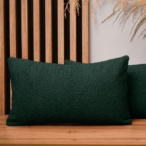 Dekorační povlak na polštář 40x80 cm v lahvově zelené barvě z texturované žinylkové tkaniny