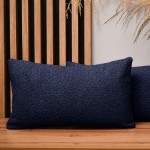 Dekorační povlak na polštář 40x80 cm z tmavě modré žinylkové tkaniny s texturou