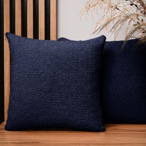 Dekorační povlak na polštář 50x50 cm z tmavě modré žinylkové tkaniny s texturou