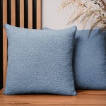 Dekorační povlak na polštář 50x50 cm z modré žinylkové tkaniny s texturou