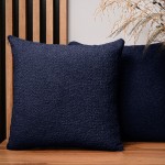 Dekorační povlak na polštář 55x55 cm z tmavě modré žinylkové tkaniny s texturou