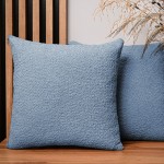 Dekorační povlak na polštář 55x55 cm z modré žinylkové tkaniny s texturou