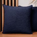 Dekorační povlak na polštář 60x60 cm z tmavě modré žinylkové tkaniny s texturou