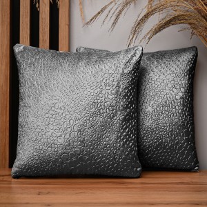 Dekorační povlak na polštář 35x35 cm z šedé velurové tkaniny s texturou „kapek“