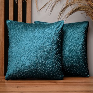 Dekorační povlak na polštář 35x35 cm z tyrkysového veluru canina s texturou „kapek“