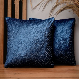 Dekorační povlak na polštář 35x35 cm z modré velurové látky s texturou „kapek“