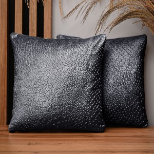 Dekorační povlak na polštář 35x35 cm z šedé velurové látky s texturou „kapek“