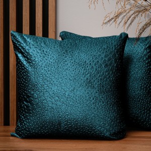 Dekorační povlak na polštář 45x45 cm z tyrkysové velurové látky s texturou "kapek"