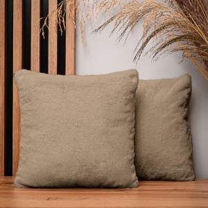 Dekorační povlak na polštář 35x35 cm ve světle hnědé barvě v imitaci kožešiny