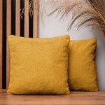 Dekorační povlak na polštář 35x35 cm ve žluté barvě v imitaci kožešiny