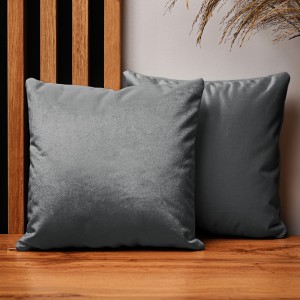 Dekorační povlak na polštář 30x30 cm z šedé velurové tkaniny