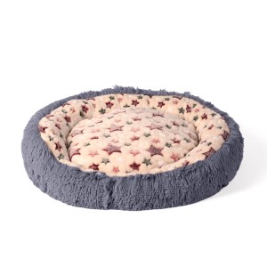 Chlupatý pelíšek pro psy a kočky 120x120 cm XXXL z měkké plyšové tkaniny se vzorem hvězdiček FLUFFY – polštářek cloud šedý